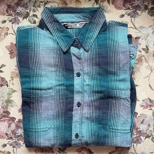 Lee Teal and Navy Plaid Button Down Shirt